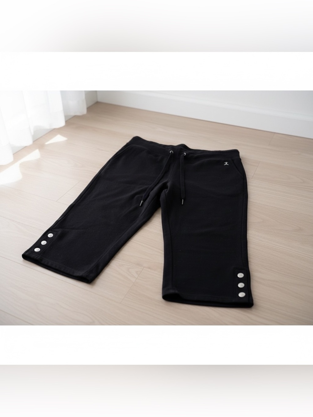 Danskin Now Black Cropped Yoga Pants Capri Drawstring Women’s Large